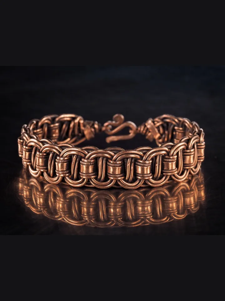 Woven copper wire bracelet Antique style handcrafted copper jewelry Unique gift
