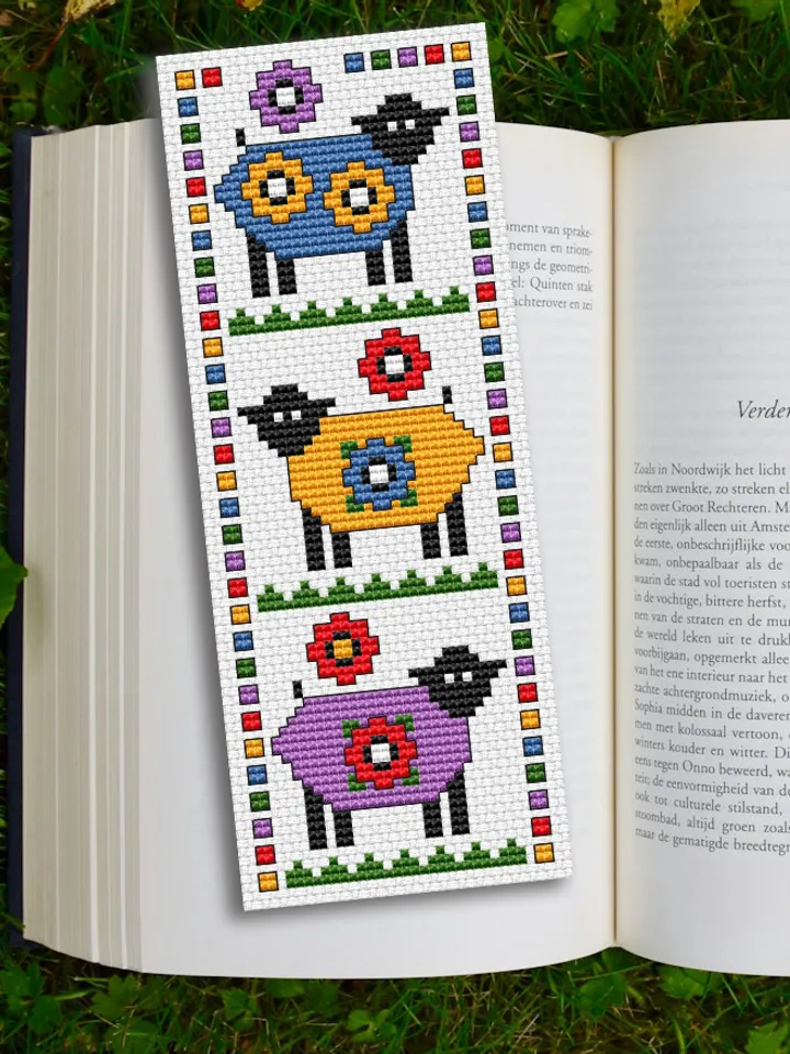 Cross stitch bookmark pattern Summer Sheep