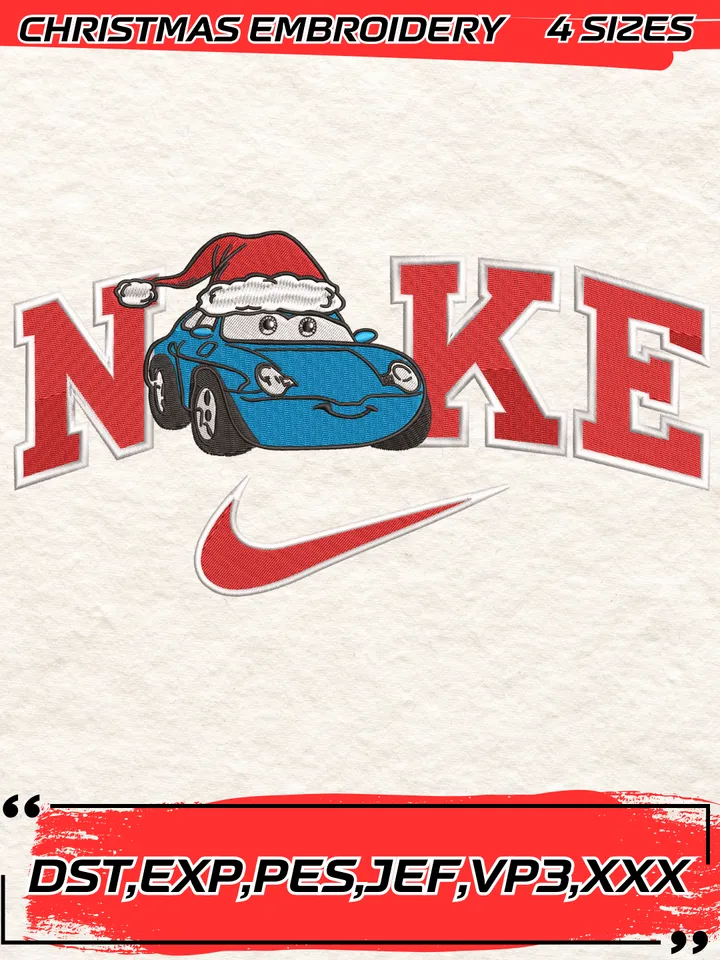 Swoosh Christmas Cars Sally Embroidery Design,Christmas Embroidery Design,4 Sizes,Digital Download