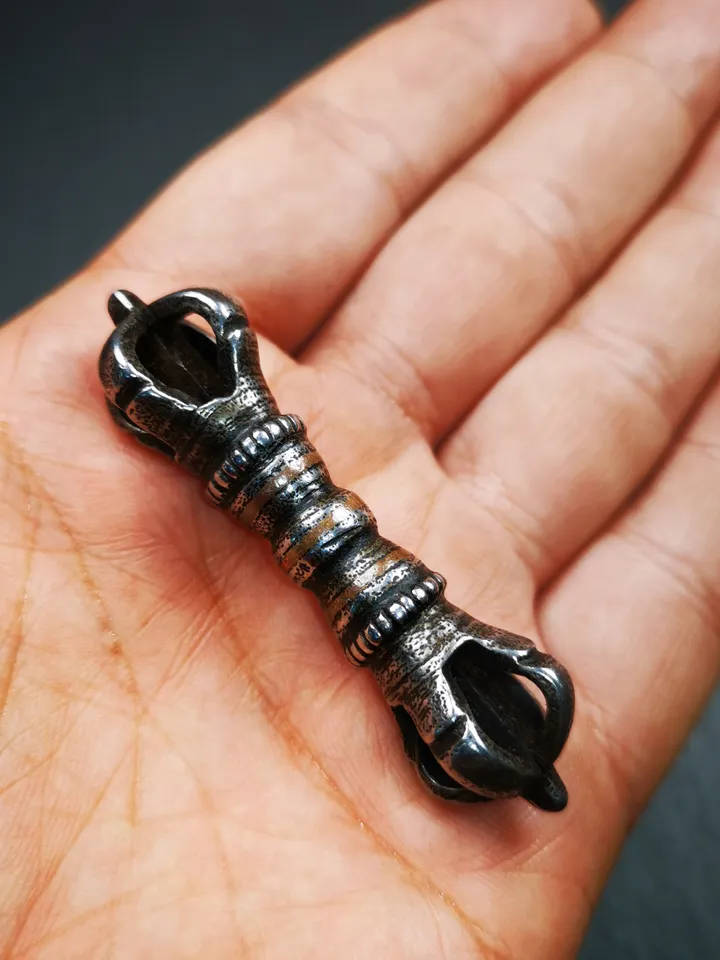 Vintage Tibetan Ritual Implement by Gandhanra - Five-Pronged Vajra Dorje of Vajrayana Buddhism - Made of Cold Iron