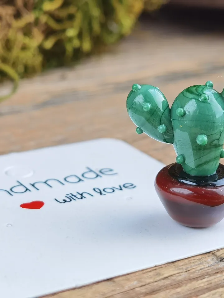 GLASS FIGURINES Cactus figurine Tiny cactus miniature cactus Blown glass art cactus ornaments Aquarium decor Cacti Succulent Dollhouse decor