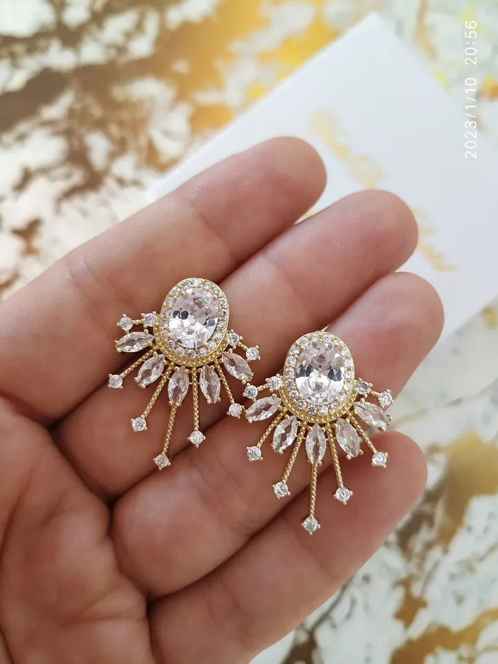 Art Deco Wedding Earrings, Swarovski Crystal Boho Bridal Earrings, Gold Statement Wedding Jewelry, Bridesmaid Gift, Star Celestial Jewelry