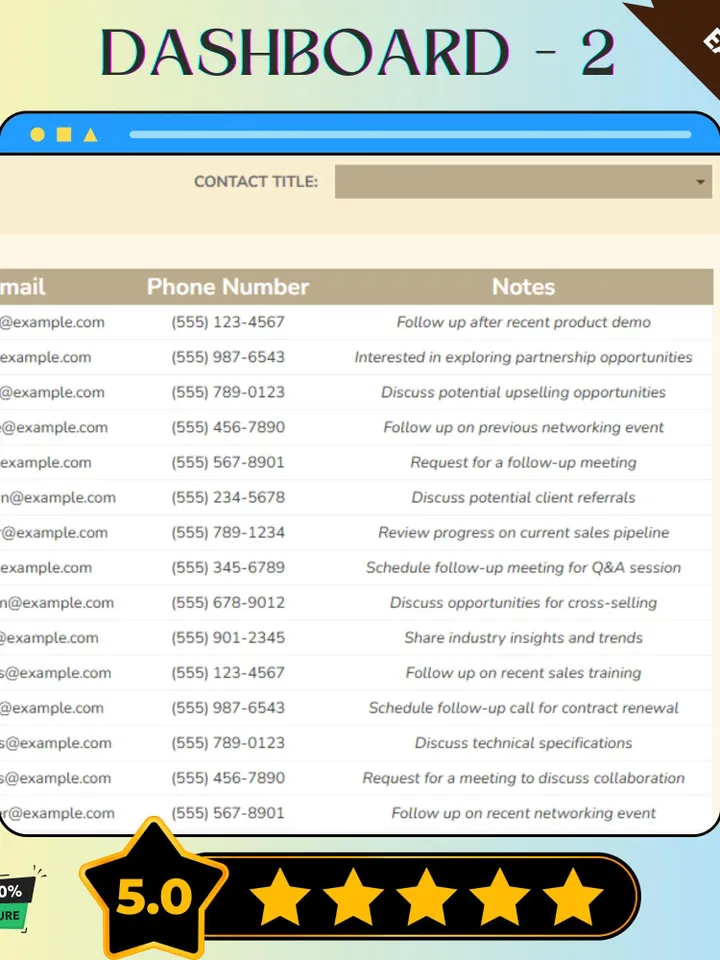 Contact List Template | Google Sheets Contact Log | Client Contact List | Address Book Spreadsheet | Personal & Business Contact Tracker