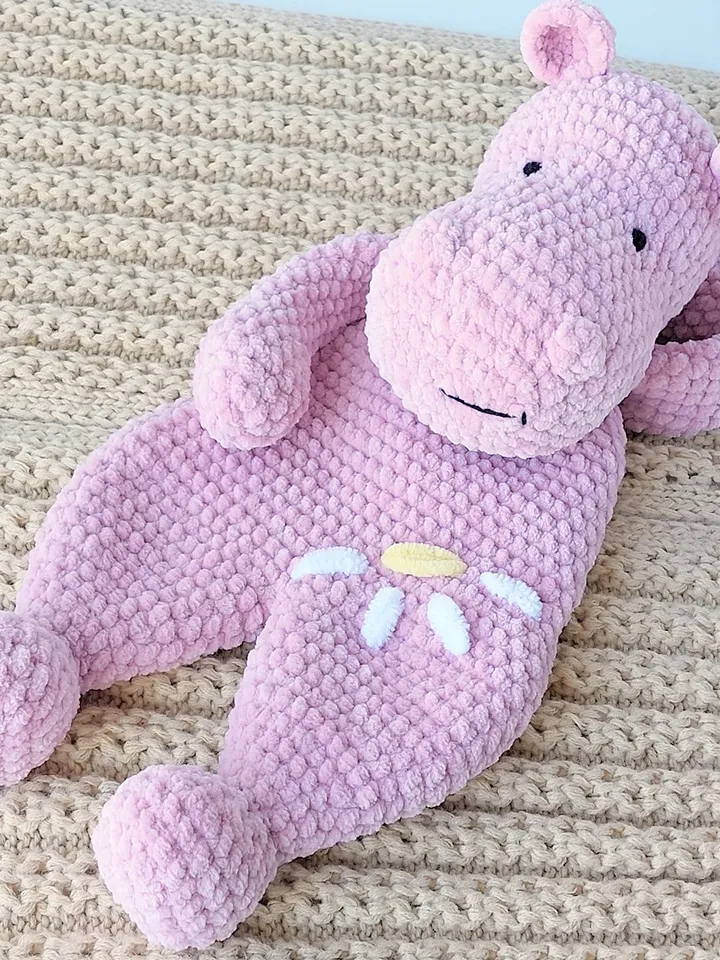 Pattern crochet animal, Hippo comforter, Snuggler toys, Pattern Hippo, Amigurumi Hippo Lovey, PDF Tutorial in English.