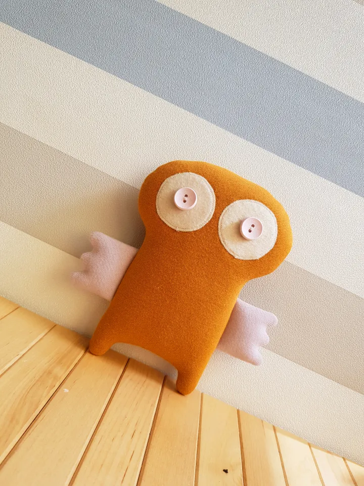 Yellow Owl sewing pattern PDF, tutorial in English, rag doll sewing diy