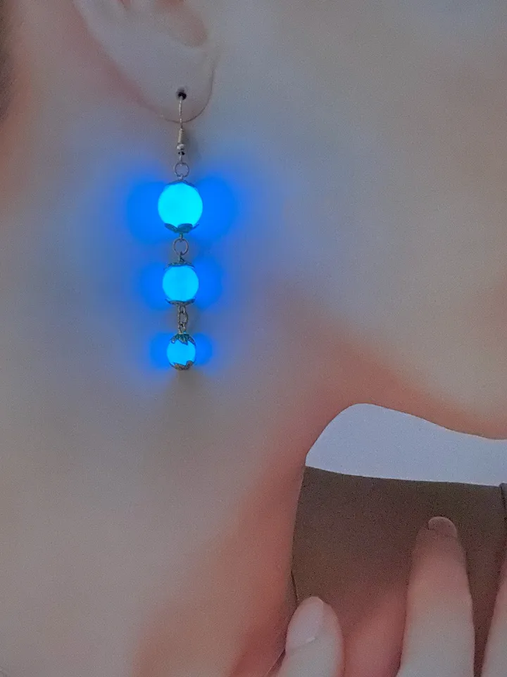 Earrings glow in the dark. Handmade jewelry.