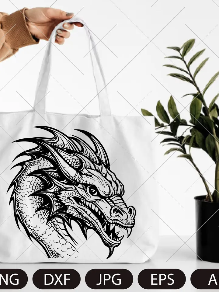 Dragon SVG, Tribal Dragon SVG, Dragon Tattoo svg, Dragon Silhouette, Dragon Vector, Dragon Clipart, Cut File Cricut, Silhouette