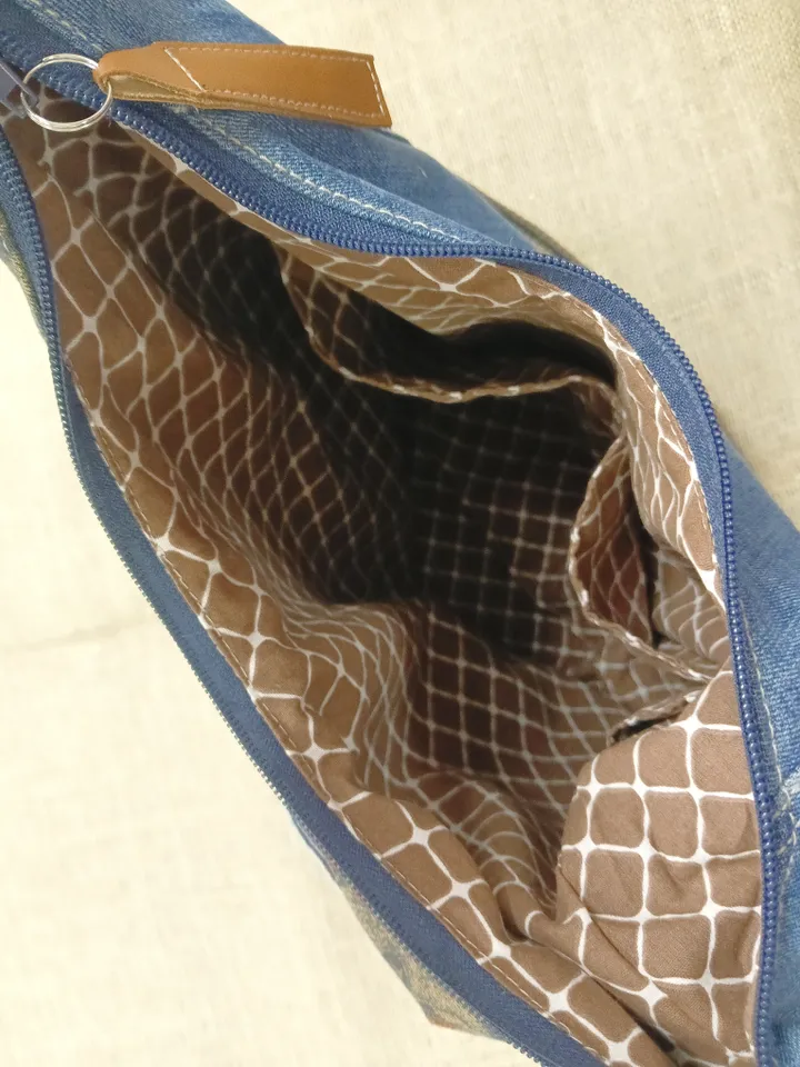 Hobo denim shoulder bag, jeans crossbody bag, recycled denim handmade bag