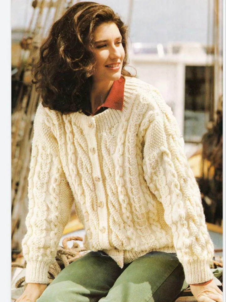 Cardigan pattern, aran cardigan pattern, Round neck, cardigan knitting pattern, women ladies cardigan pdf