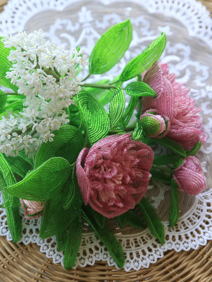 Beaded Flowers pattern | Peony | Seed bead patterns | Beadwork pattern | Digital Download - PDF