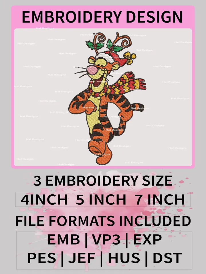 Tigger Embroidery Design Machine File, Disney Design, Disney Christmas Embroidery Design, Digital Download