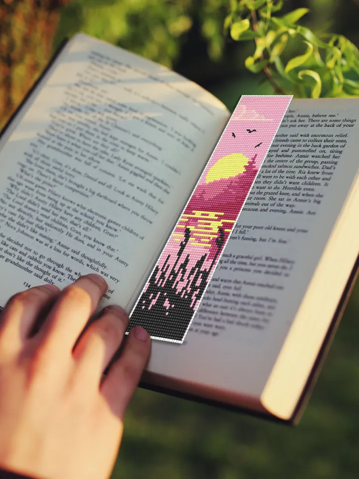 Nature bookmark cross stitch pattern digital PDF Modern handmade bookmark embroidery beginners Instant download Gift for book lover #B12