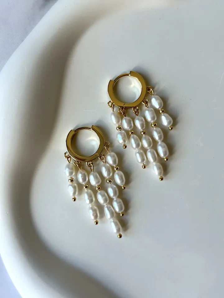 Natural pearl earrings, wedding earrings