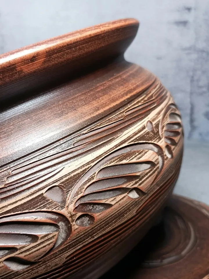 Ceramic casserole 202.88 fl.oz Pottery Clay quality handmade from red clay