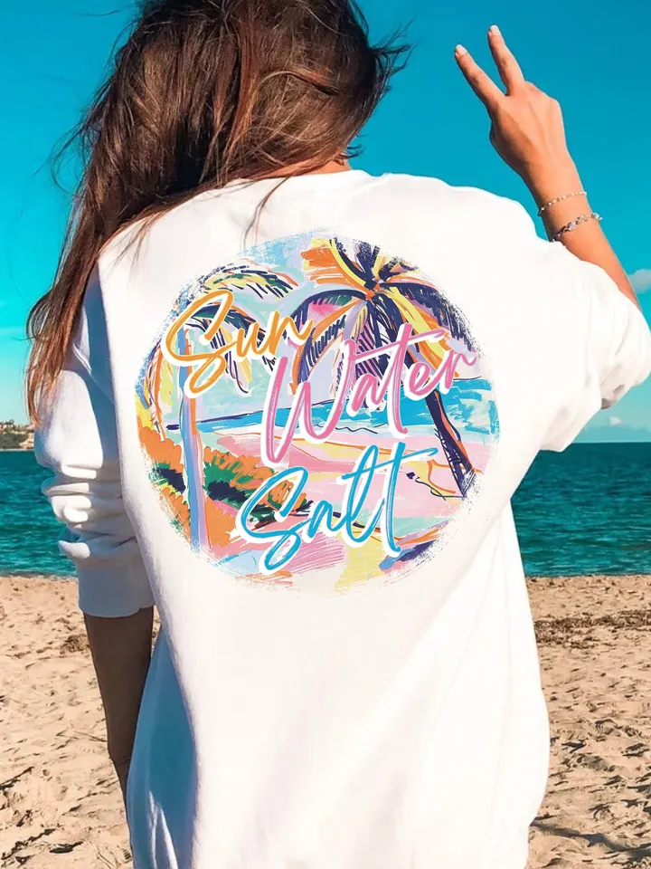 Sun Water Salt png, Beach png, Retro Summer png, Retro png, Summer png, Trendy png, Sublimation Designs, Summer T Shirt Png Design