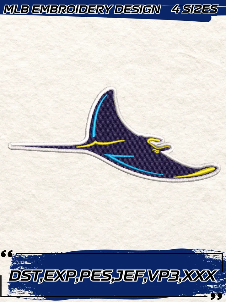 Tampa Bay Rays Alternate Logo Embroidery Design,MLB Embroidery Design,Machine Embroidery Design File,4 Sizes, Digital Download