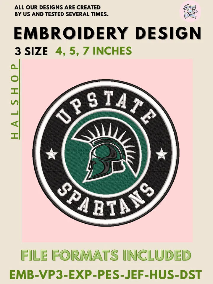 South Carolina Upstate Spartans NCAA Logo Embroidery Design, College Sports Team Machine Embroidery Files, Instant Digital Download