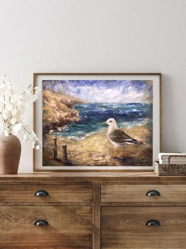 Seagull Painting Beach Oil Painting Seascape Painting Original Sea Painting Coastal Wall art