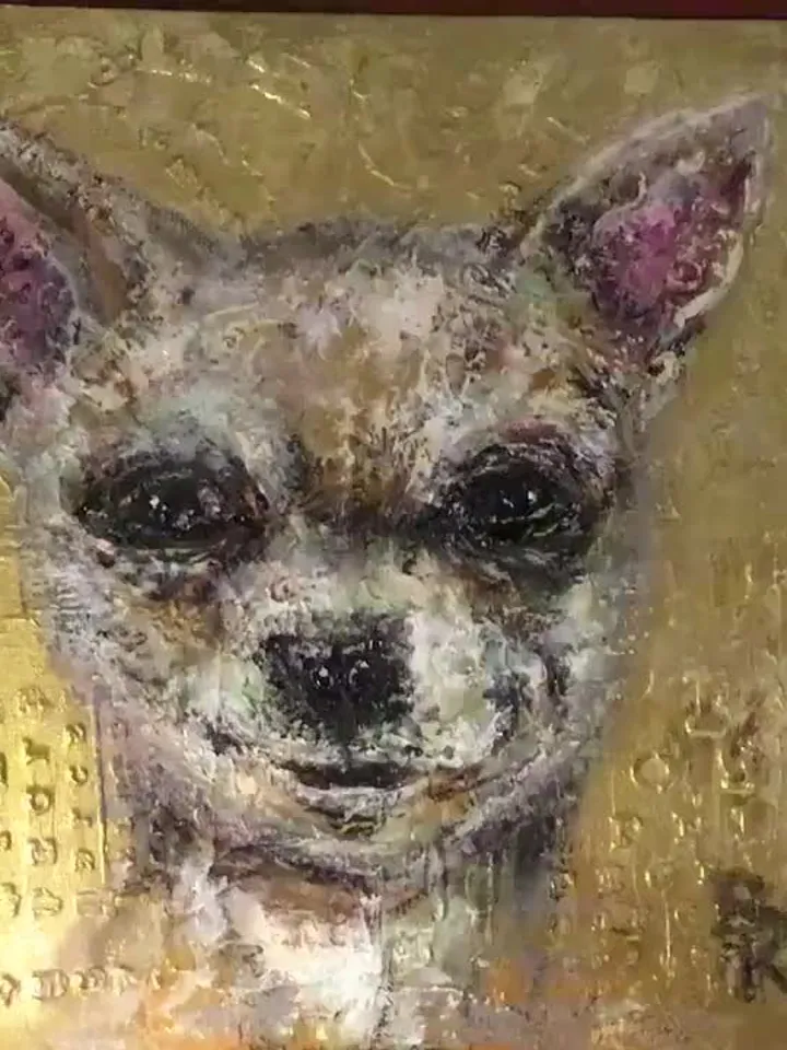 Chihuahua painting on canvas board,original acrylic mix media artwork,funny animals painting,gift for chihuahua lovers