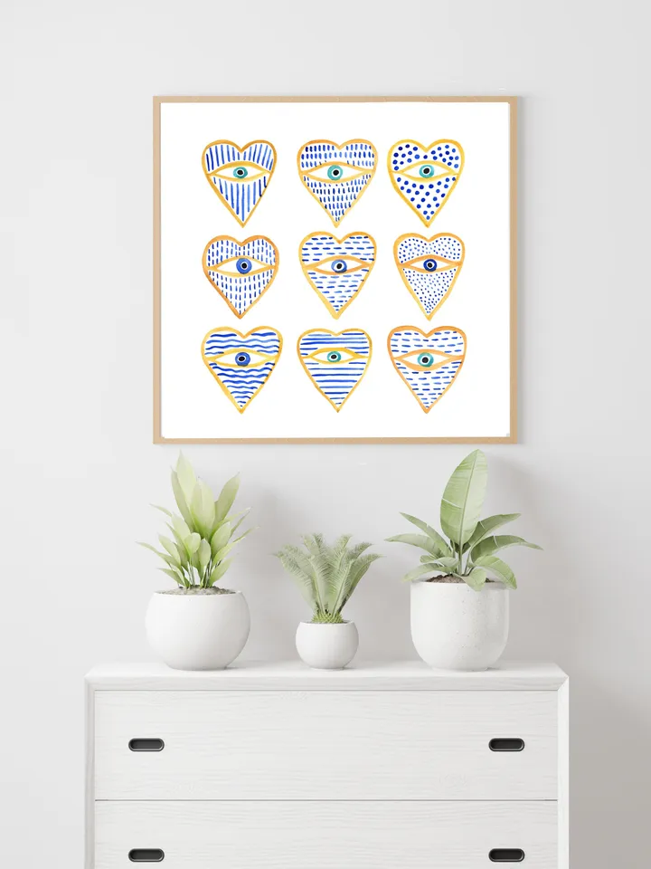 Evil Eye Print Blue Evil Eye Nazar Poster Evil Eye Wall Decor Abstract Eye Drawing Boho Eye Art Print Turkish Evil Eye Art Poster