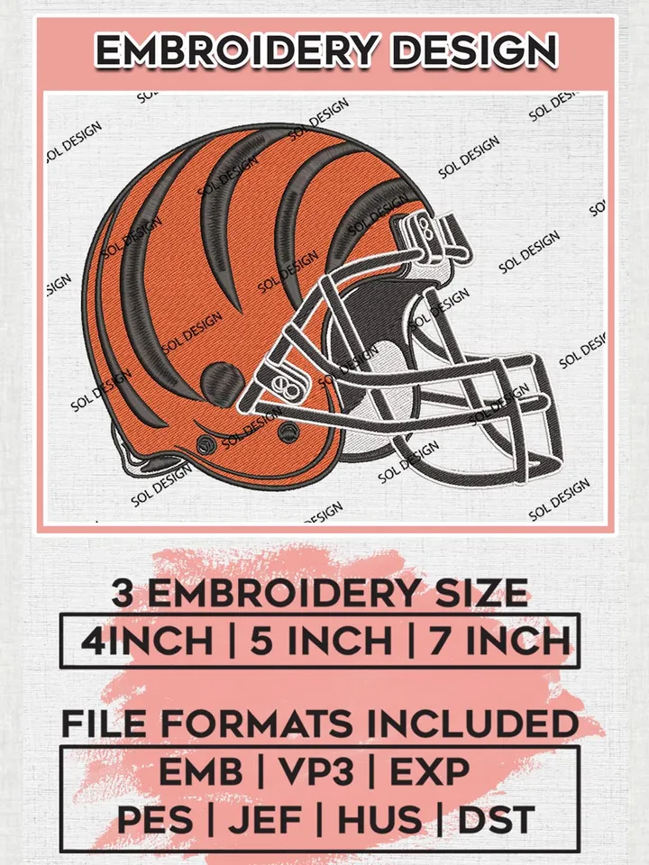 NFL Cincinnati Bengals Helmet Embroidery Designs, NFL Bengals, NFL Embroidery Designs, NFL Cincinnati Bengals Machine Embroidery Design, Digital Download