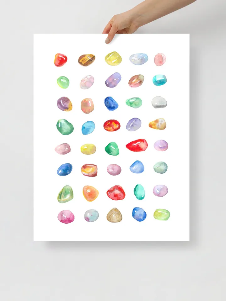Gemstones Watercolor Art Print Mineral Poster Chakra Gifts Gems And Minerals Geology Art Print Crystal Wall Art Chakra Gift Colorful Poster