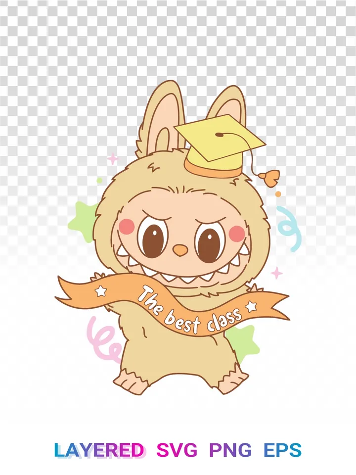 Labubu PNG SVG, Cute Graduation Labubu Clipart Cricut