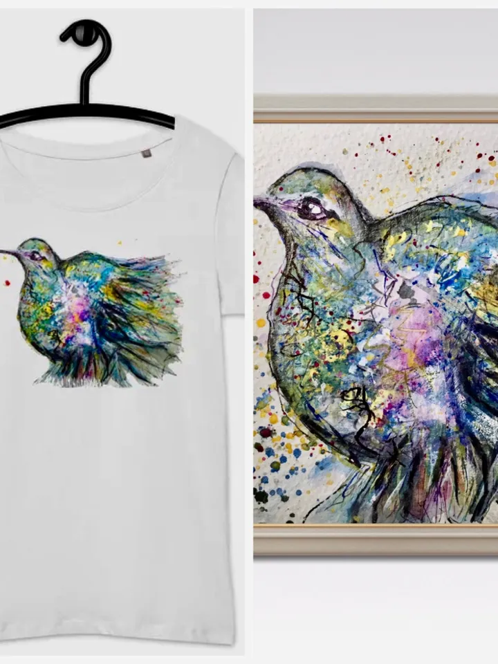 Hummingbirds Bird Women’s basic organic t-shirt made with my original watercolour painting