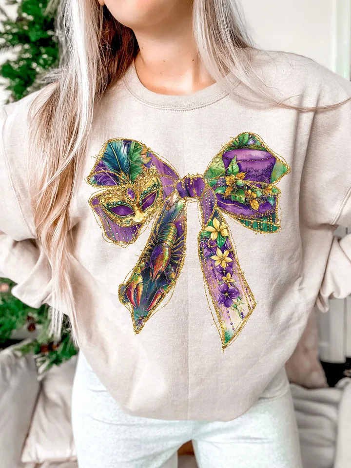 Mardi Gras Coquette Bow PNG, Coquette Mardi Gras Png, Fleur De Lis Png, Glitter, King Cake Png, Mardi Gras Beads PNG, Louisiana Crawfish Png