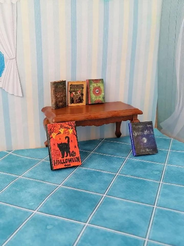 Dollhouse book set in 1:12 scale. Handmade.