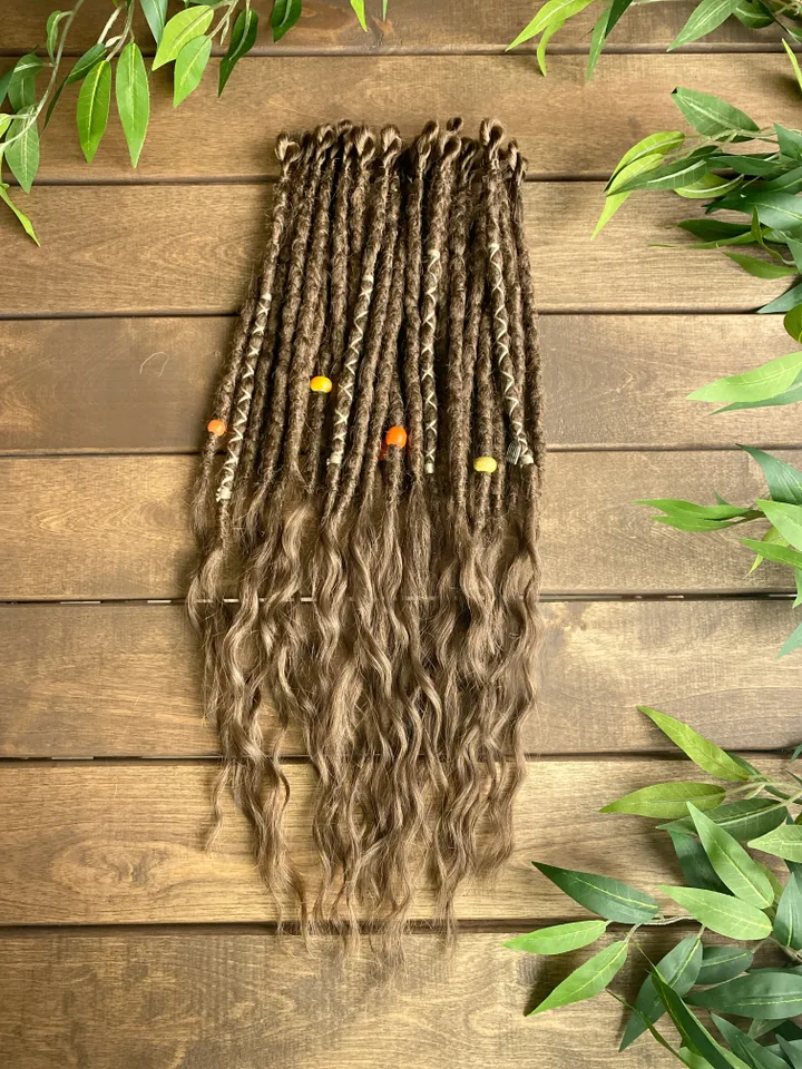 Brown synthetic crochet curly Se dreads ready to ship