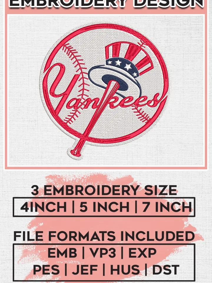 MLB New York Yankees Baseball Team Logo Embroidery Design, MLB New York Yankees
Embroidery files, Baseball Team, Yankees Design, Digital Download