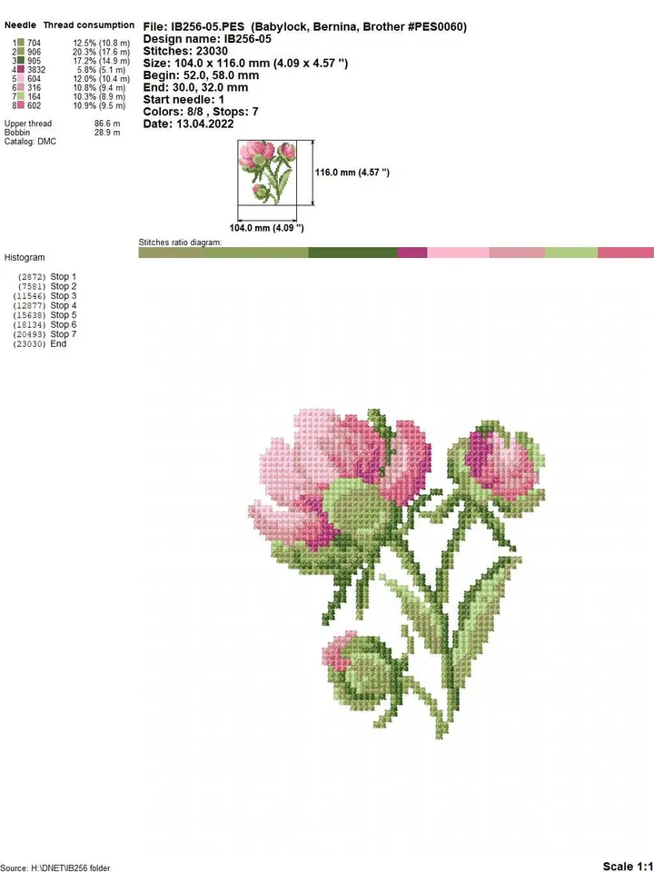 Peony cross-stitch set patterns machine embroidery designs digital embroidery pattern clothing décor embroidery motif flower embroidery