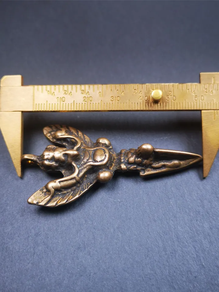 Gandhanra Antique Tibetan Buddhist Amulet,Garuda Phurba,Garula,Suparna,Golden-winged Bird Pendant,Made of Lima Brass, 2.36" * 1.4"