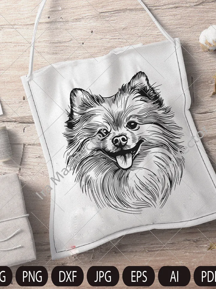 Pomeranian spitz dog svg,Spitz clip art, Smiling dog vector graphic art, Pomeranian spitz detailed, Spitz standing,White Spitz