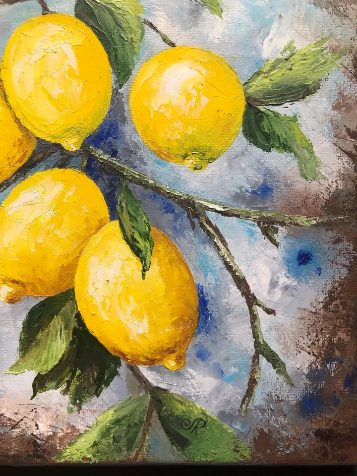Lemons Oil Painting Fruits Original Wall Art Kitchen Still life Food Paintings