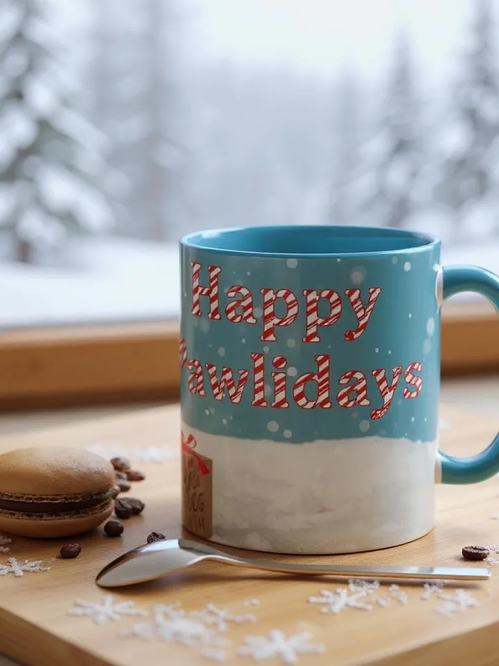Ceramic Coffee Mug Festive Dog Themed Happy Pawlidays Pet Lover Gift Cup, Christmas Winter Beverages, Holiday Decor, Dog Mom, 11,15oz