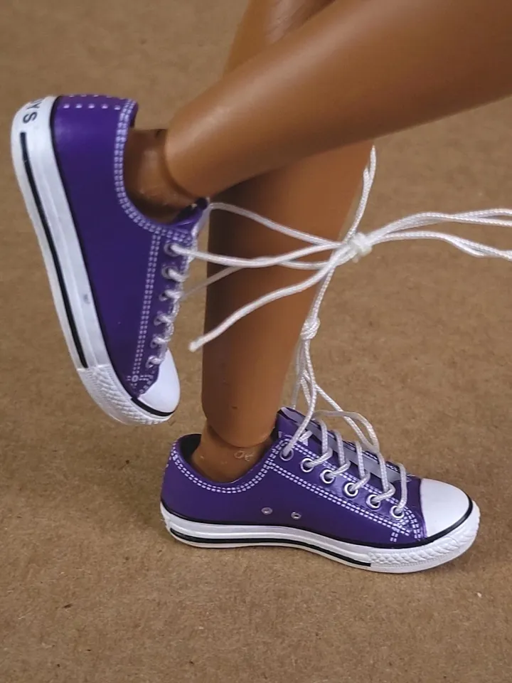 Premium purple low sneakers for 12 inch male dolls