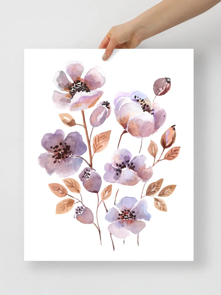 Purple Flowers Print, Watercolor Art Set Of 2, Farmhouse Decor ,Purple Wall Decor Print,Floral Wall Art, Flowers Decor, Purple Flowers Art