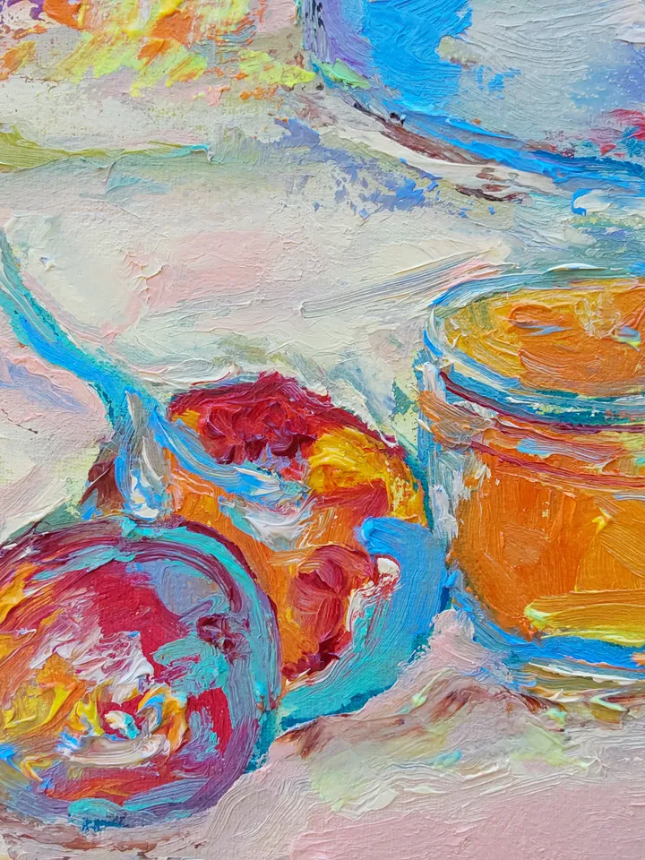 Oil painting on canvas 24x30cm (9.6x12inch) "Still life with citrus fruits"