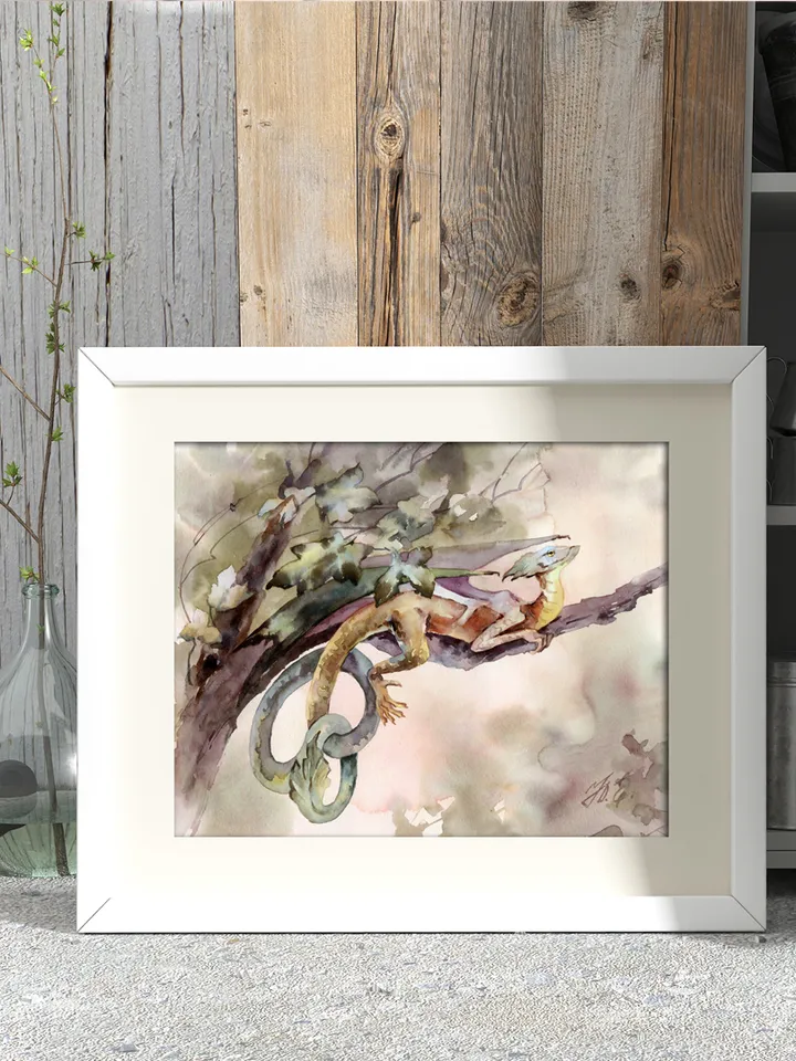 Original fantasy art Dragon painting Guardian of the Silver Poplar by Yulia Evsyukova