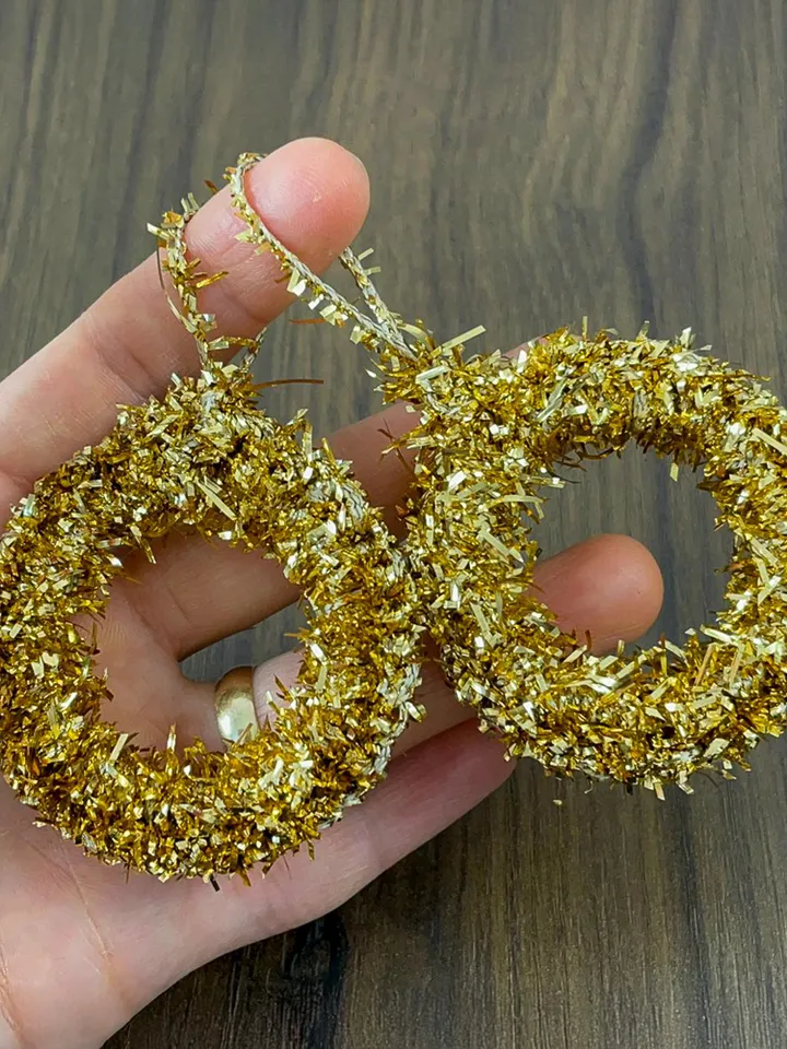 Gold Tinsel Wreath Crochet Pattern, DIY Festive Ornament PDF, Handmade Christmas Décor Tutorial, Beginner Holiday Craft Project