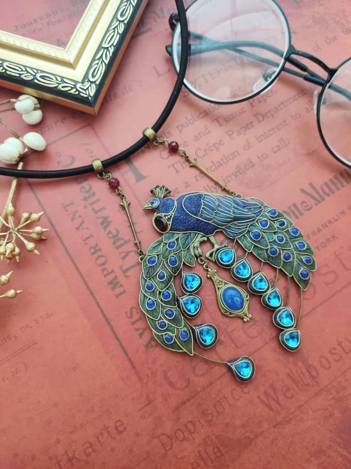 Peacock necklace Art nouveau
