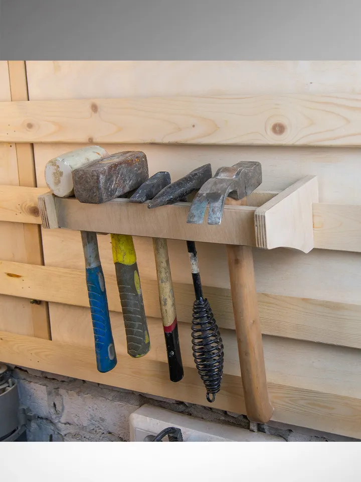 Hammers Storage Rack Plans (PDF, SVG) for Workshop – DIY French Cleat Storage System