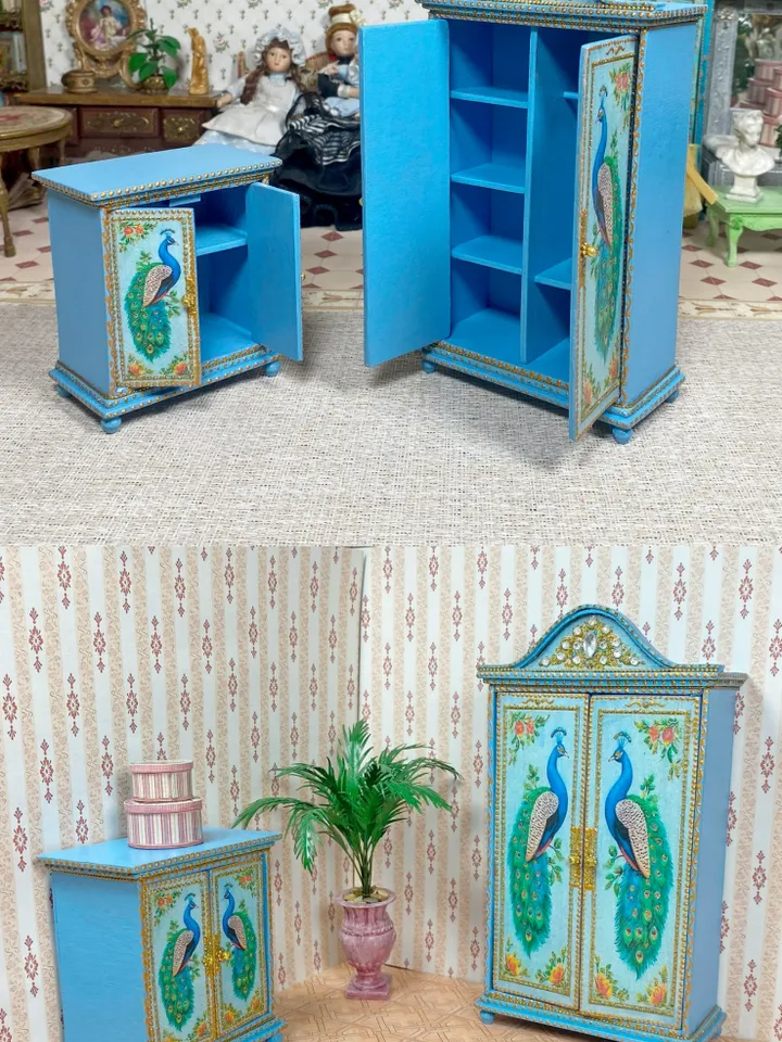 Furniture for dolls. 1:12. Handmade. Doll cabinet, doll stand. Furniture set.