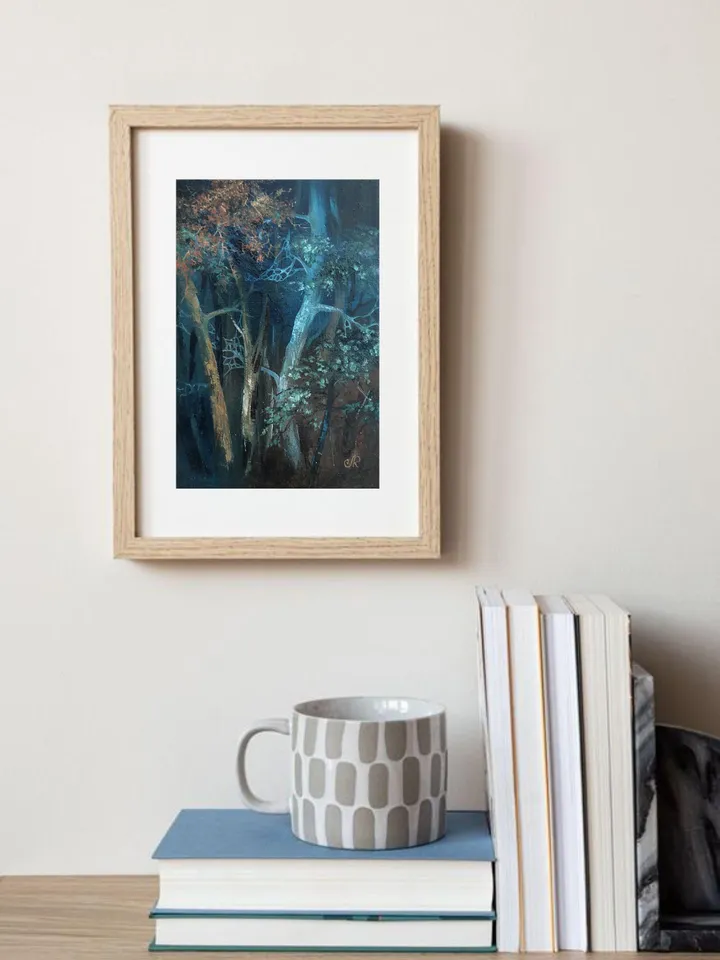 Forest Oil Painting Trees Original Wall Art Foggy Forest Painting