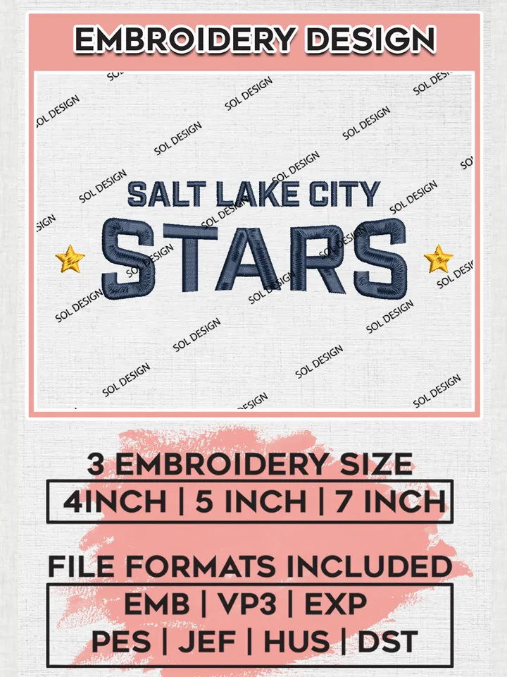 NBA Salt Lake City Stars Basketball Team Writing Logo Embroidery Designs, NBA G League Team Embroidery Files, Basketball Machine Embroidery Designs, NBA Salt Lake City Stars Team Logo, Sport Machine Embroidery Design, Digital Download