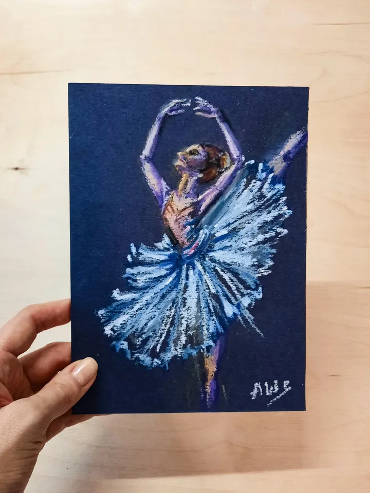 Ballerina painting Oil pastel painting Dancer painting