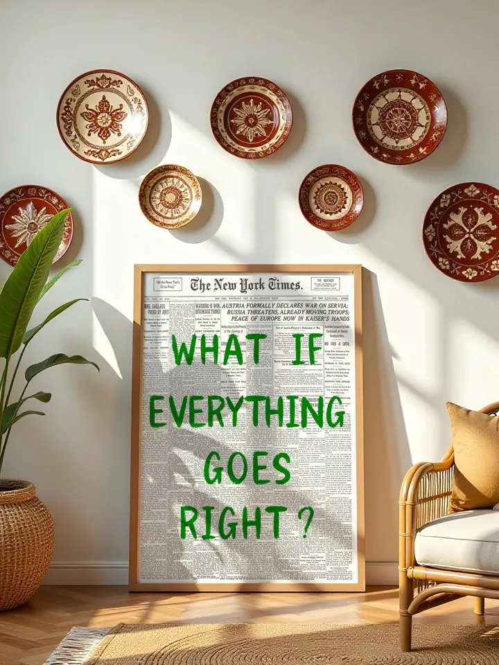 What If everything goes right Retro Newspaper Print, Trendy Wall Art, Typography Poster, Green Aesthetic, Printable Wall Art, Digital Print