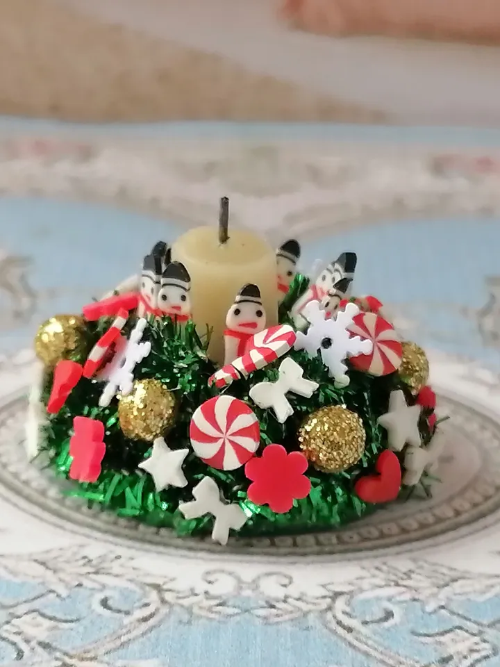 Christmas candlestick for a dollhouse. 1:12. Dollhouse miniature.